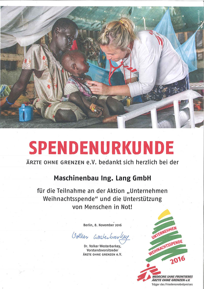 Spendenurkunde - 2016 Spendenurkunde - 2016